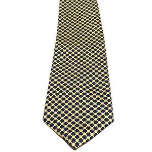 Trimingham Bermuda Men’s Neck Tie 100% Yellow Blue Geo Silk Made In England